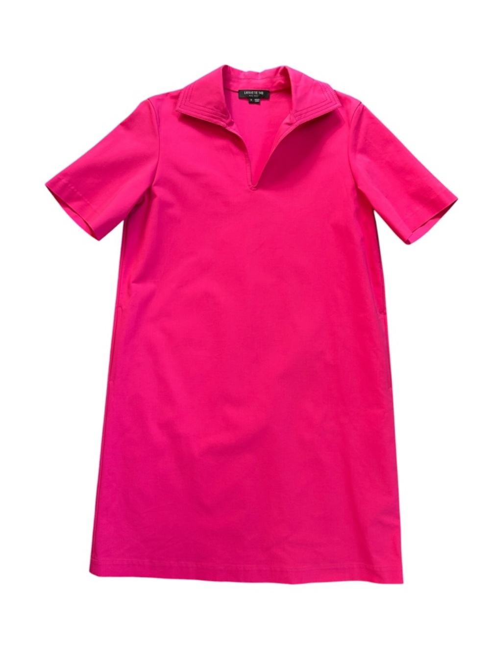 Lafayette 148 Novella Short Sleeve Split-Neck Bi-Stretch Dress S Quiet Luxury